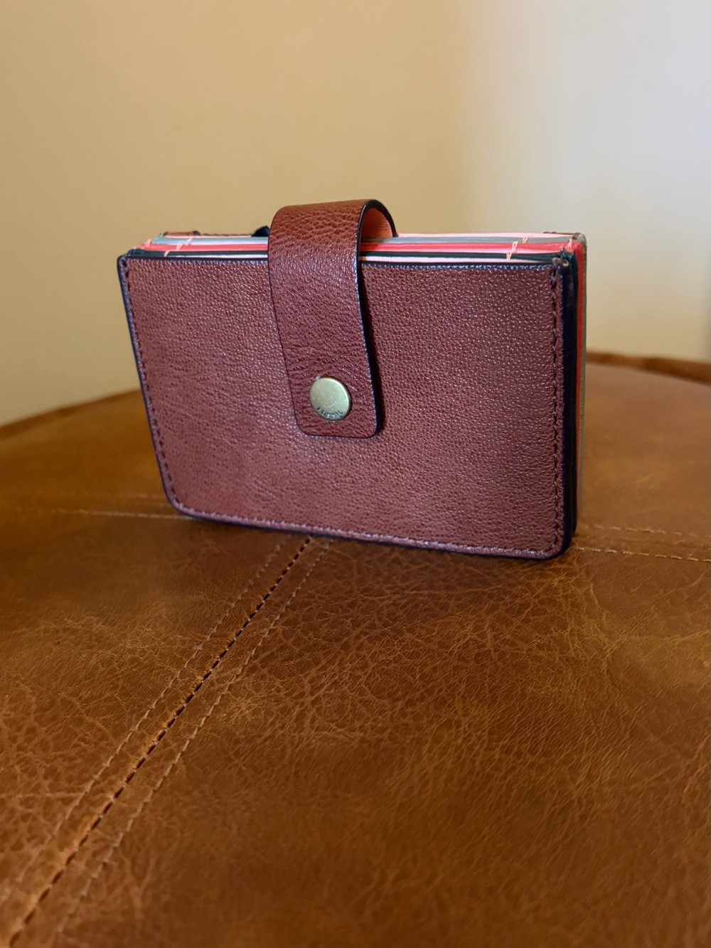 Fossil Card Holder Mini Wallet - Brown, Pink, Blue